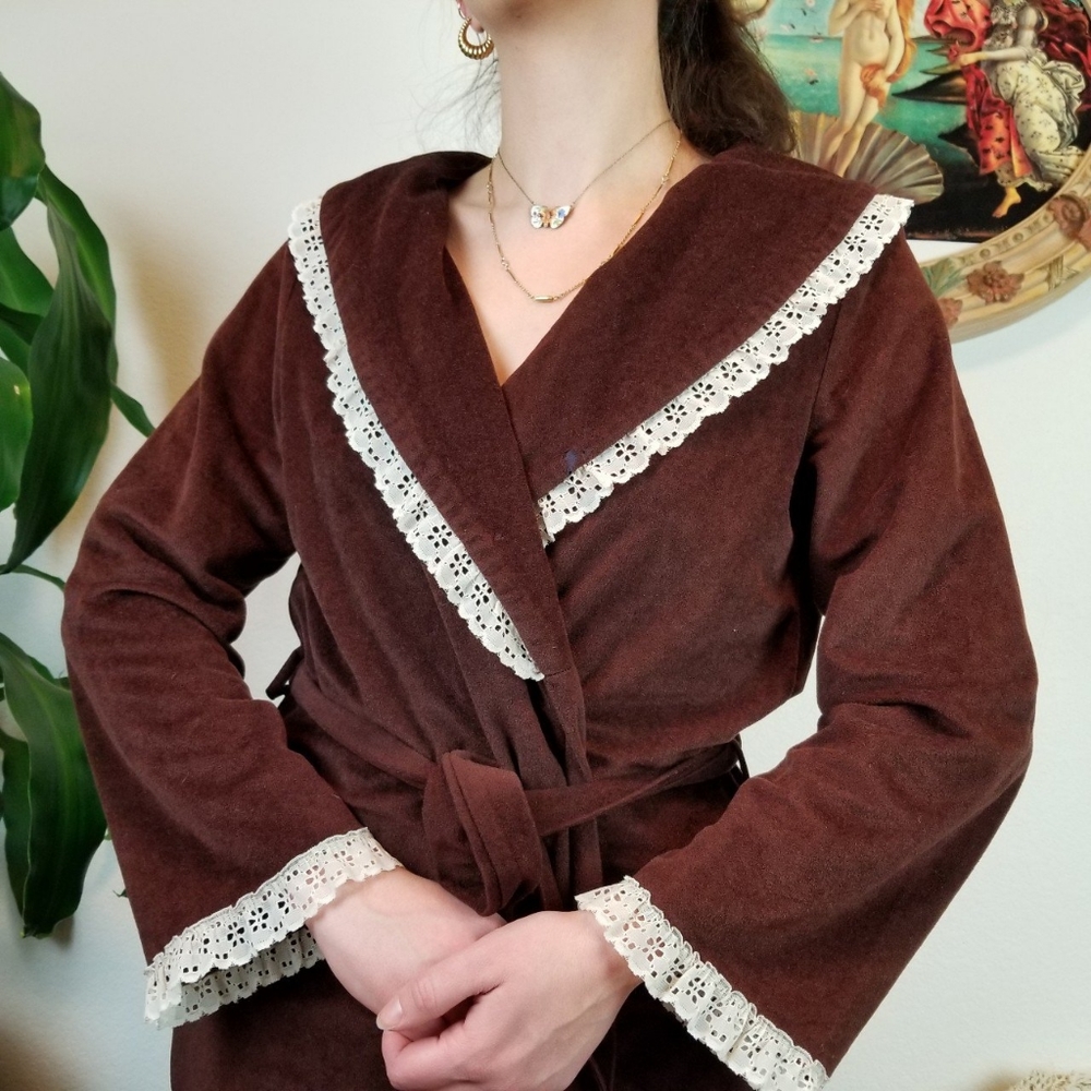 60s Brown Velvet Robe